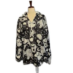 Future Fantasy Delight Black & White Windbreaker Hoodie Quarter Zip 2XL
